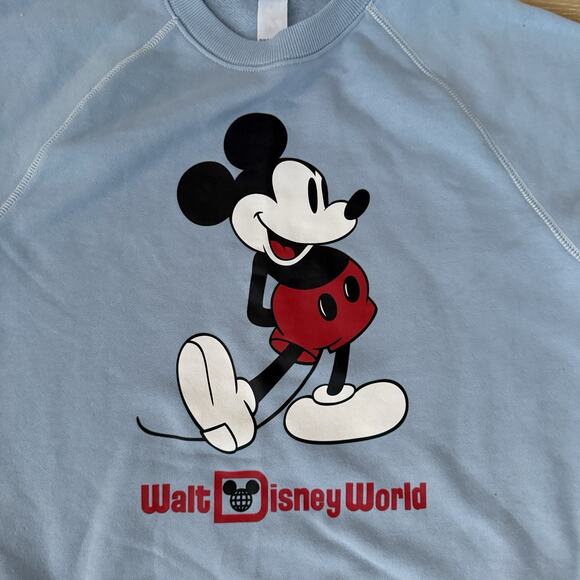 Disneyland Parks Sweatshirt Blue Mickey Mouse Standing Adult Medium Crewneck - Picture 7 of 7